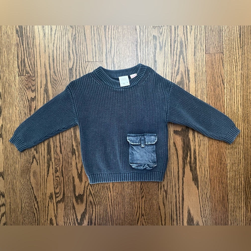 Zara Kids Blue Sweater with Denim Pocket